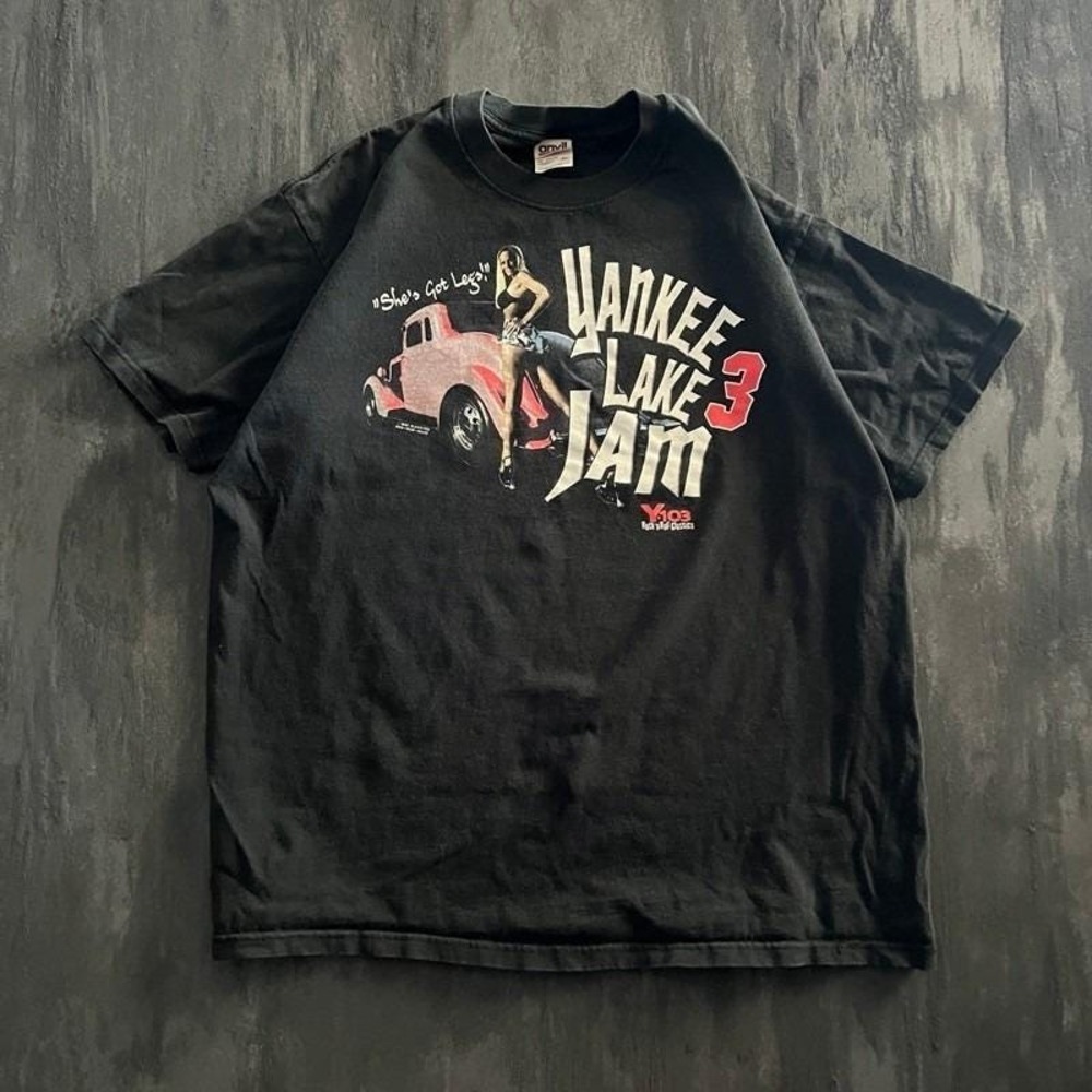 Vintage Yankee Lake Jam Shirt Mens XL Black 2000s Y-103
